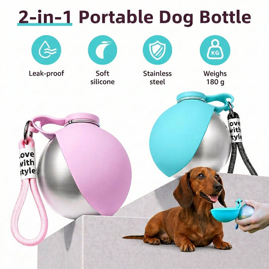 2-in-1 Portable Dog Water Bottle - Leak-Proof